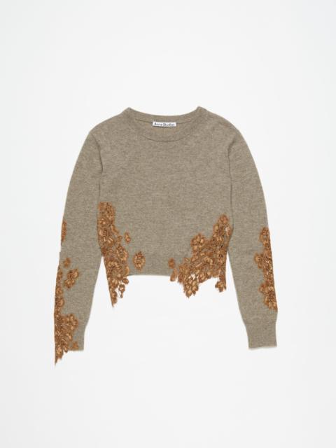 Wool jumper lace trim - Beige