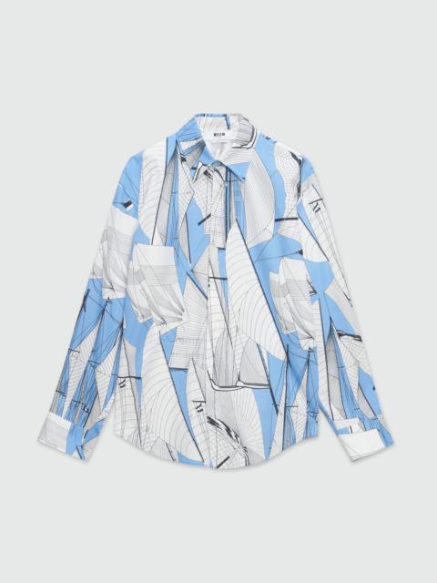 MSGM "Sail race" print poplin shirt