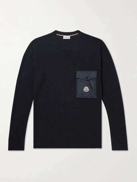 Moncler Logo-Appliquéd Shell-Trimmed Cotton Sweater