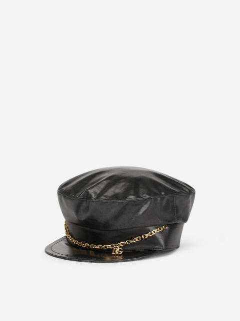 Dolce & Gabbana Baker boy hat with DG logo chain