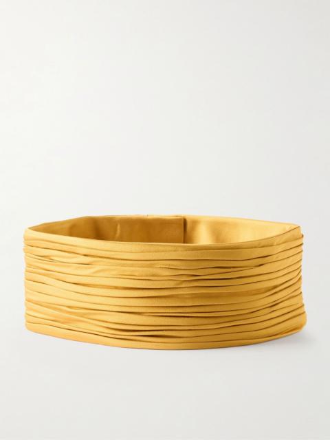 Valentino Plissé satin belt Mustard