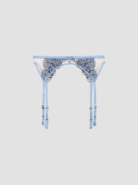 Fleur du Mal Women's Hydrangea Embroidery Garter Belt - Petal Blue