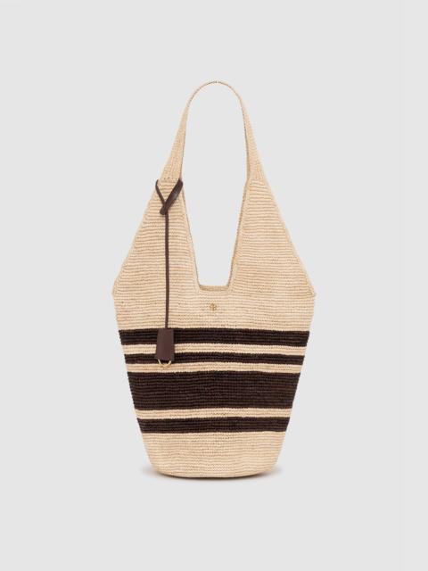 ANINE BING Leah Stripes Hobo Raffia - Natural and Brown Stripe