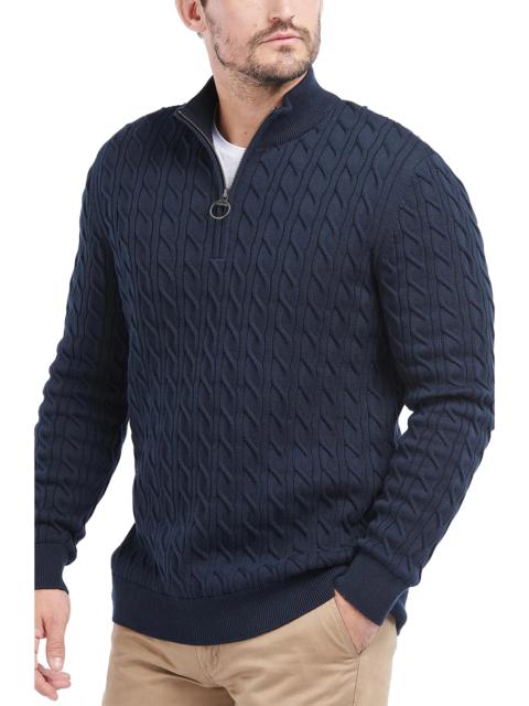 Cable Knit Half Zip Cotton Sweater