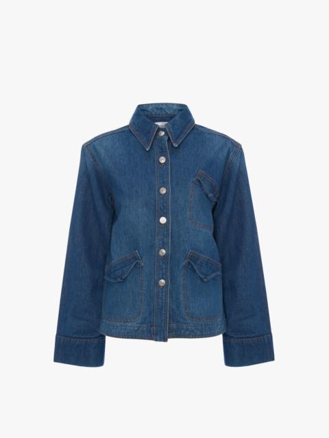 Victoria Beckham Denim Shacket in Sandwashed Indigo