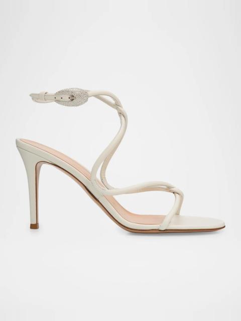 Gianvito Rossi Jungle Mamba 85MM Leather &amp; Rhinestone Sandals