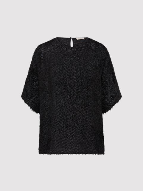 ST. AGNI Feathered Silk Tee - Black