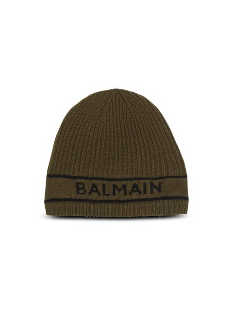 Balmain logo embroidered wool hat