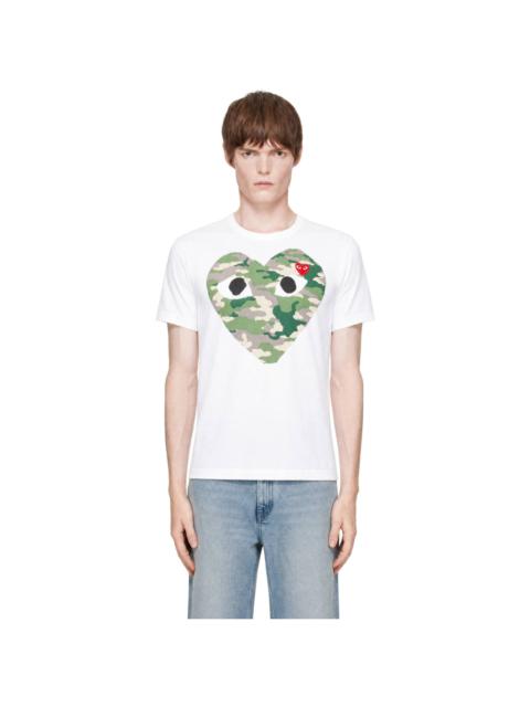 Comme des Garçons PLAY White Red Emblem Camo Heart T-shirt