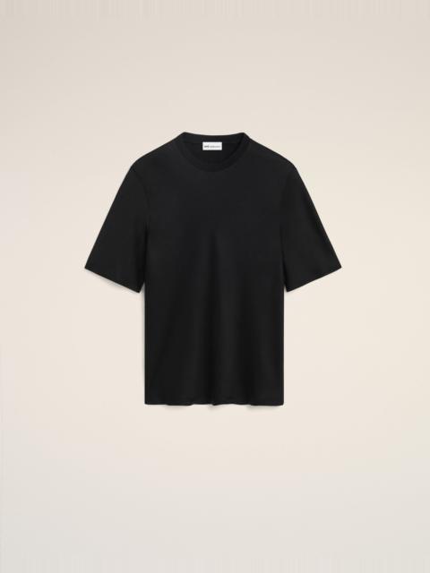 AMI Paris BLACK SATIN SHORT SLEEVES RIB DETAIL T-SHIRT