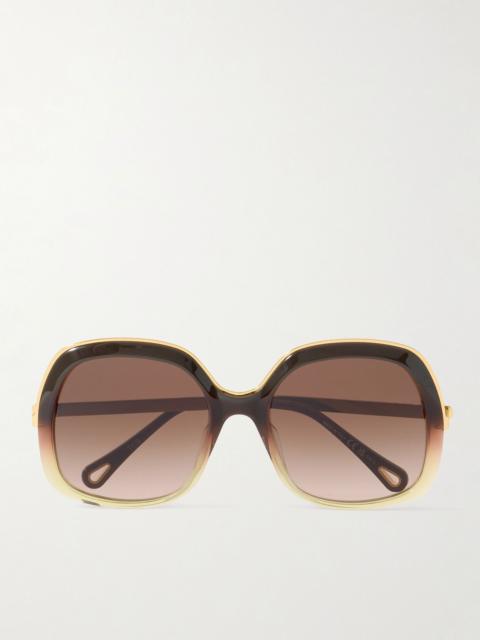 Chloé Aly square-frame acetate and gold-tone sunglasses Brown