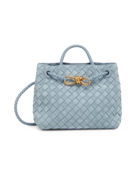 Bottega Veneta Women's Andiamo Small Intrecciato-Suede Top Handle Bag - Mineral