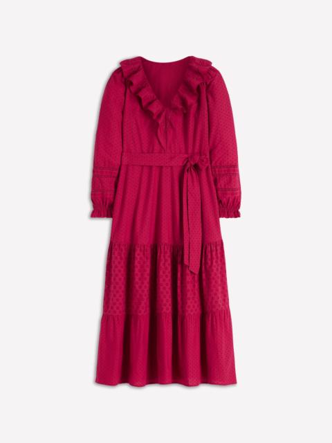 BODEN Ruffle Front Cotton Dress-Persian Red