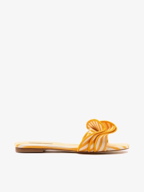 Larroudé Ivy Ruffle Flat Marigold Striped Canvas