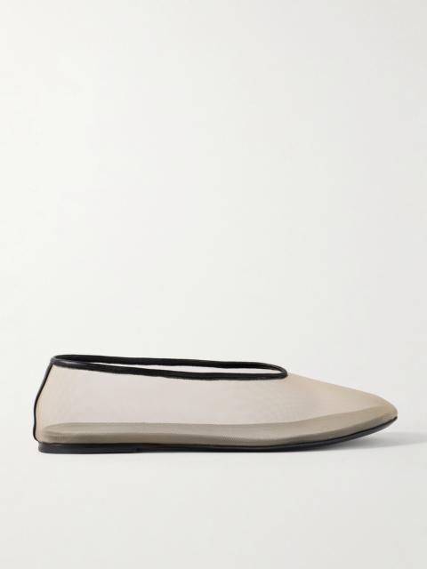 KHAITE Marcy Leather-trimmed Mesh Ballet Flats