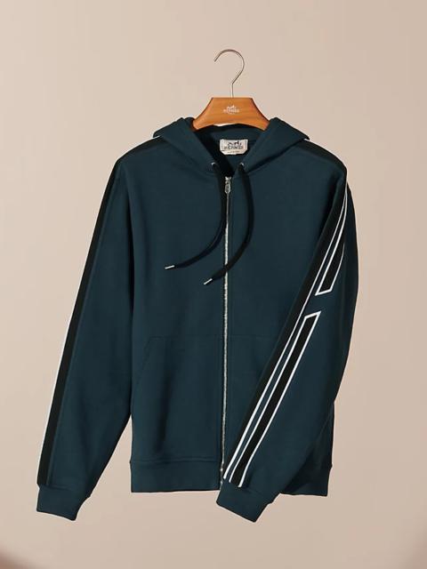 Hermès "Run H" bicolor zipped hooded sweater