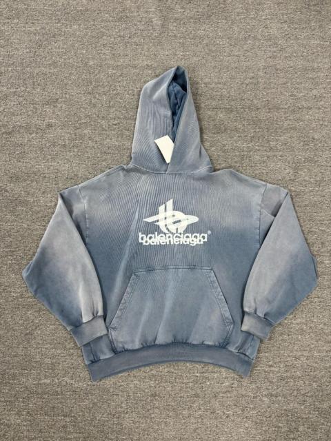 BALENCIAGA Balenciaga 3B Overlapping Print Distressed Hooded Sweater