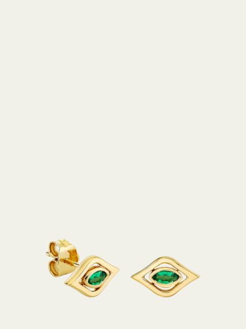 SYDNEY EVAN 14K Emerald Fluted Evil Eye Stud Earrings