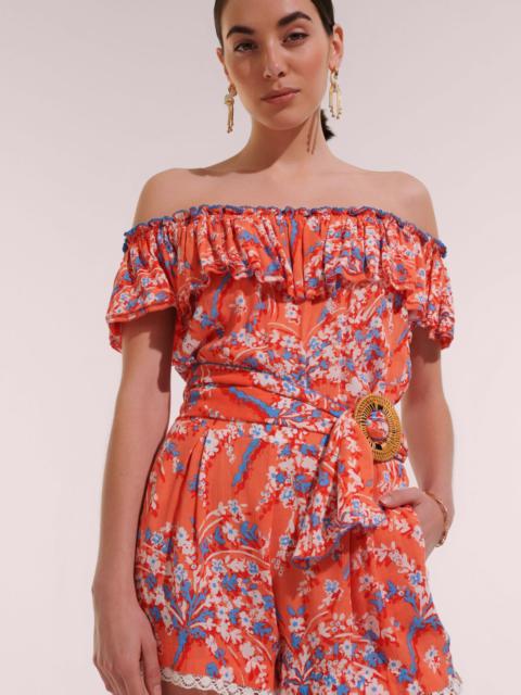 Poupette St Barth Short Jumpsuit Bella - Orange Palmery