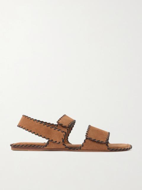 KHAITE Boden Whipstitched Suede Sandals
