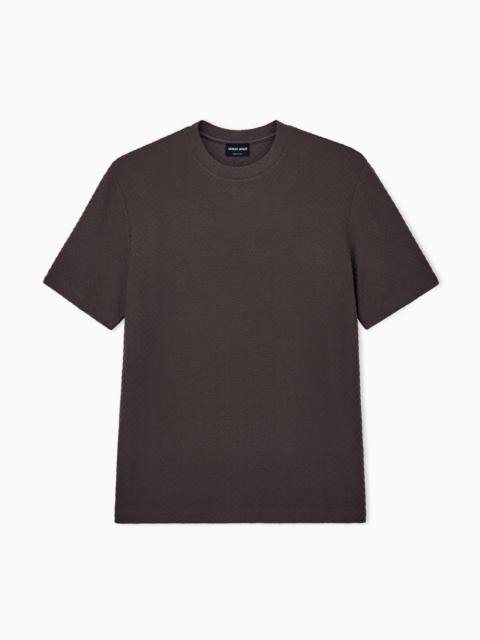 GIORGIO ARMANI T-SHIRT REGULAR FIT CHEVRON JACQUARD STRETCH VIRGIN WOOL