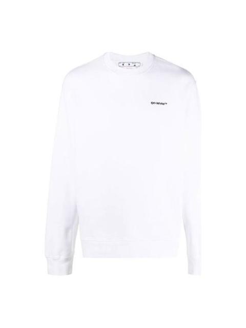 Off-White Men's Off-White FW22 Logo Printing Round Neck Long Sleeves Pullover Loose Fit White OMBA057F22FLE011