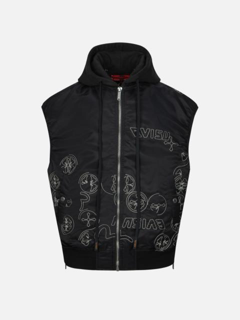 EVISU ALLOVER EMBROIDERY PADDED LOOSE FIT VEST