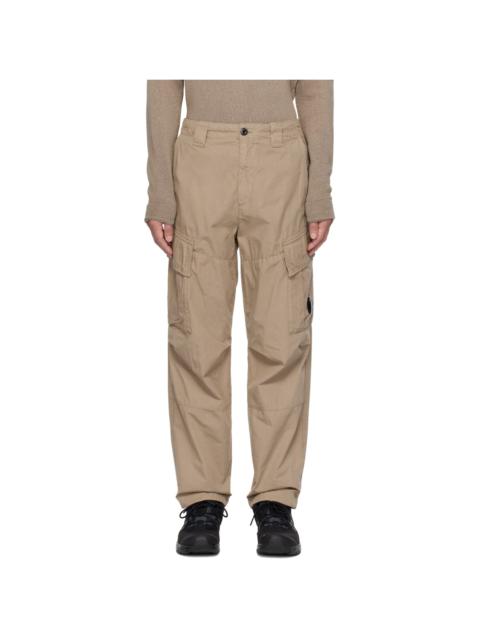 Beige Garment-Dyed Cargo Pants