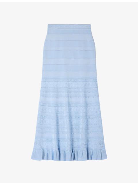 Sandro High-Rise Pointelle knitted Maxi Skirt