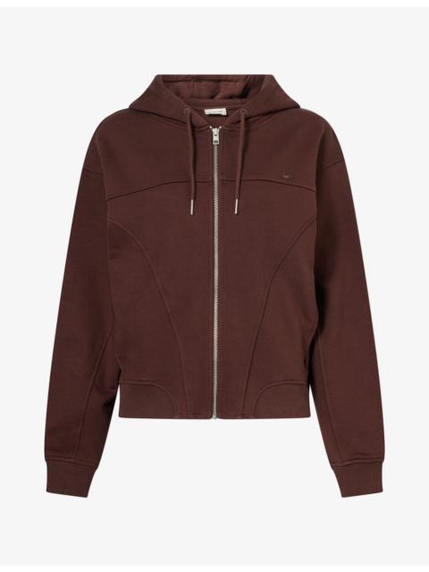 ADANOLA Relaxed-Fit Logo-Plaque Cotton Hoodie