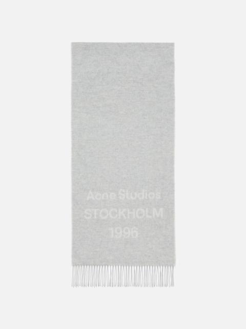 Acne Studios Logo scarf - Wide - Light Grey Melange / White