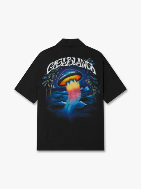 CASABLANCA Black Sahara Twilight Short Sleeve Silk Shirt