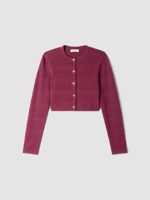 Sandro CROPPED POINTELLE KNIT CARDIGAN