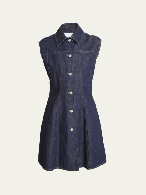 Button-Front Denim Mini Dress