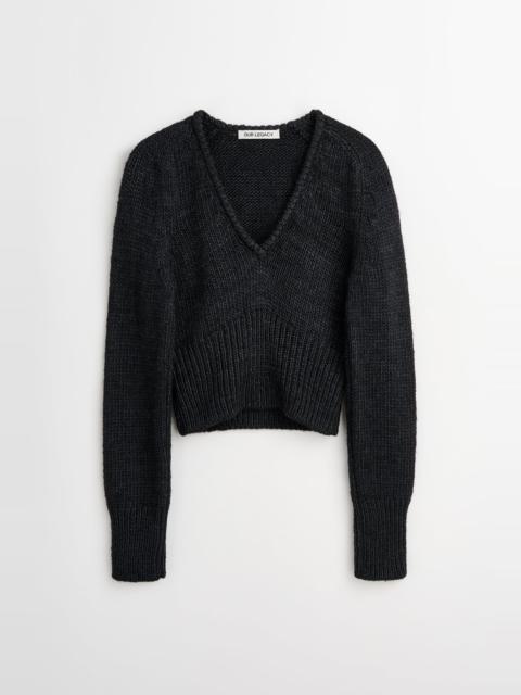 Our Legacy Sharp V-neck Rich Black Rustic Wool Silk