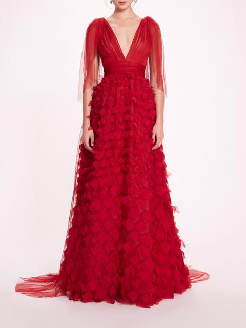 Marchesa DRAPED TULLE GOWN