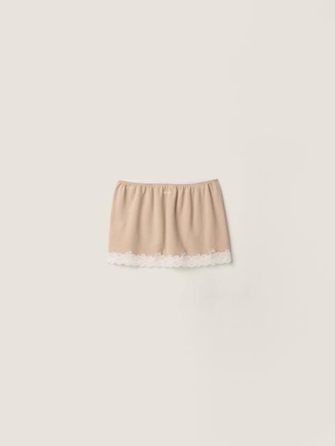 Miu Miu Cashmere and lace miniskirt