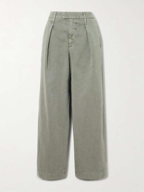 SLVRLAKE Pleated cotton wide-leg pants Sage green