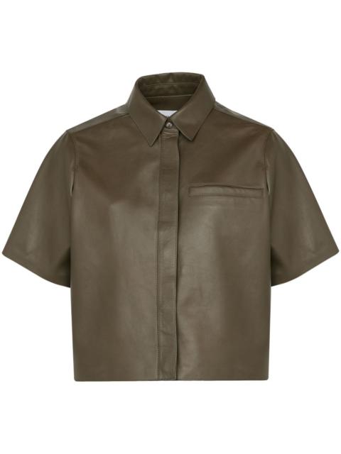 Yves Salomon cropped leather overshirt