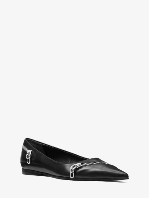 MICHAEL KORS Holland Zipper Leather Flat