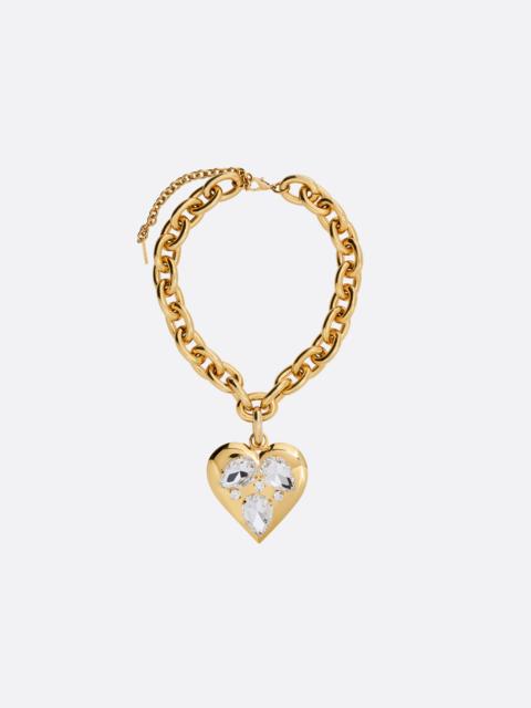 Alessandra Rich GOLD NECKLACE WITH CRYSTAL PENDANT HEART