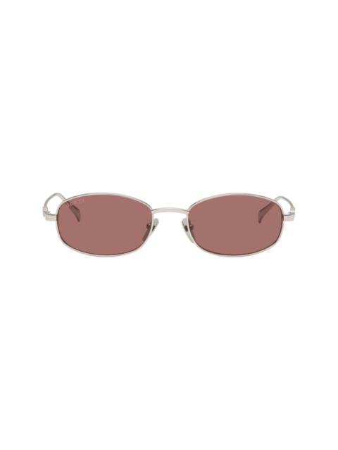 GUCCI Silver Oval Frame Sunglasses