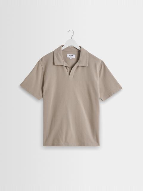 Wax London Atwood - Clay Textured Organic Cotton Polo Shirt