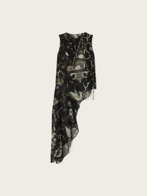 ALLSAINTS ENOLA ASYMMETRIC PRINTED WRAP TOP