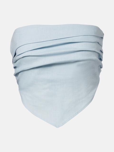 FAITHFULL Antibes shirred linen crop top