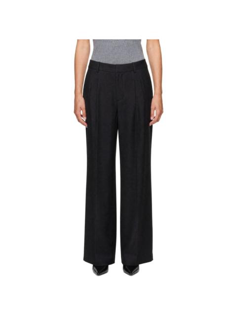 LISA YANG Black Silk Tailored Wide Leg Trousers
