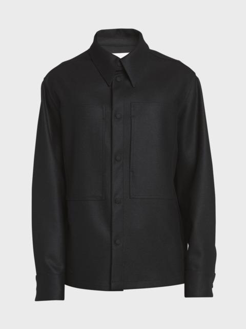 Men's Boxy Wool Button-Down Shirt