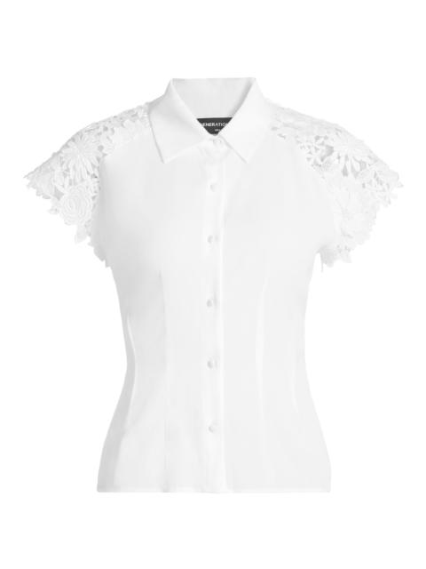 GENERATION LOVE Women's Felice Guipure Lace-Sleeve Blouse - White