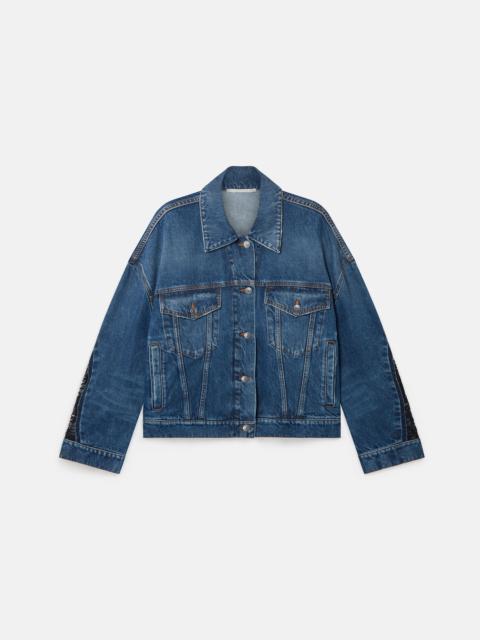 Lace-Insert Denim Jacket