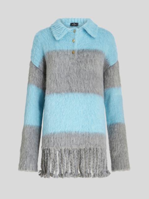 Etro STRIPED JUMPER POLO DRESS WITH FRINGE